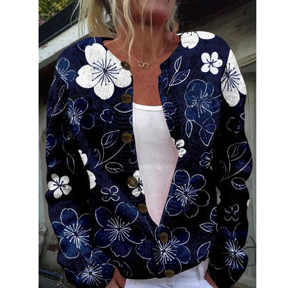 Women’s 3D Print Knitted Cardigan – Thin Vintage Sweater Autumn Winter Chic Knit Top Casual Streetwear