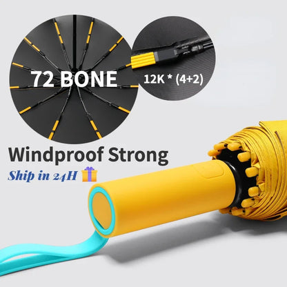 Super Strong Windproof Umbrella - 60/72 Bone Large Automatic Folding Umbrella for Men and Women, Rainproof, Sunproof with UV Protection