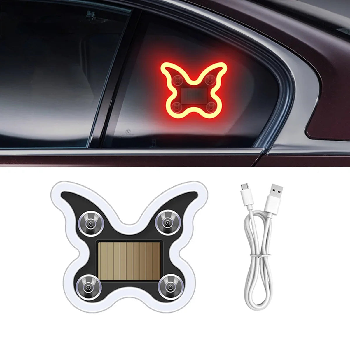 Heart-Shaped Solar Car Ambient Light - Dynamic Gradient RGB LED Interior Decoration Accessory