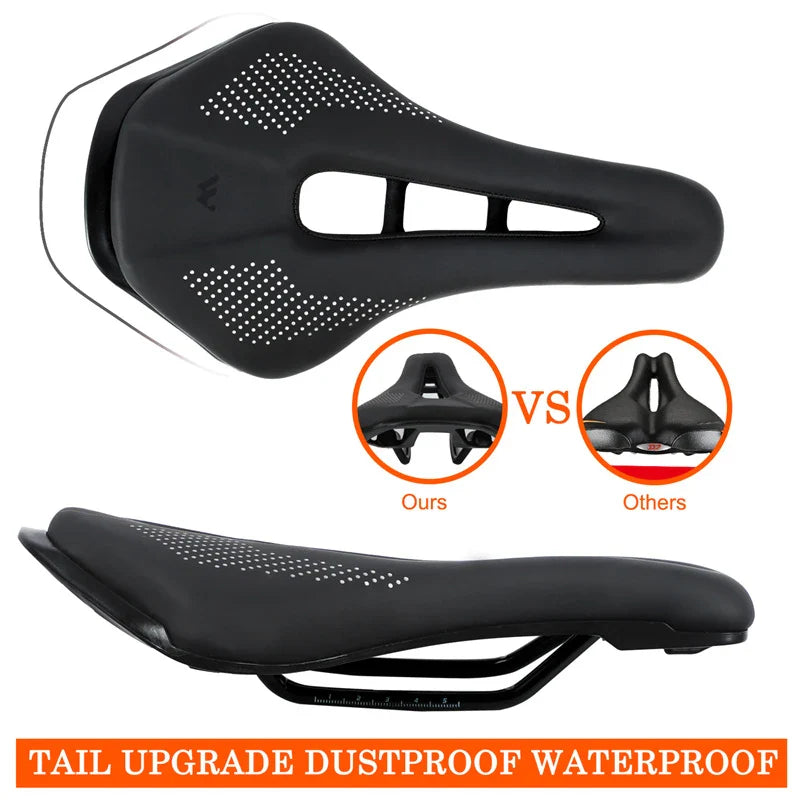 WEST BIKING Ultralight Road Bike Saddle | MTB Short Nose Bicycle Seat | PU Leather Hollow Prostatic Saddle | Bicycle Parts