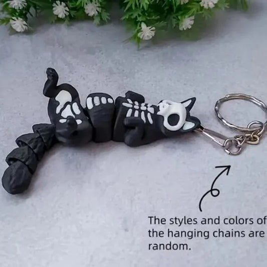 Personalized Skeleton Cat 3D Keychain – Backpack & Car Charm, Perfect Halloween & Christmas Gift