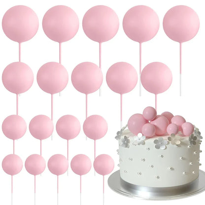 20Pcs Colorful Cake Topper Balls – Gold, Silver & Pastel DIY Cake Decorations for Birthday, Wedding & Party Supplies