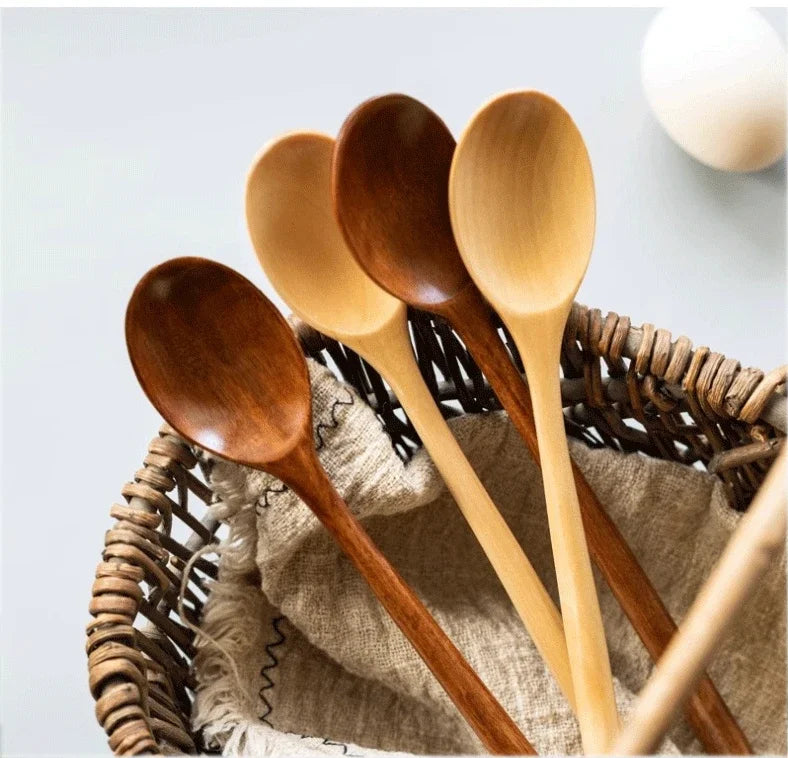 5/6PCS Nanmu Wooden Spoon Set – Japanese Style Kitchen Utensils, Tableware Cutlery for Festival & Dinnerware Gift
