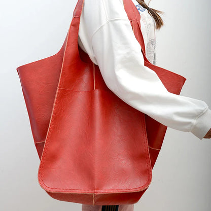 Rretro Handmade Large Beach Tote Bag – High Capacity Zipper Shoulder Handbag for Ladies