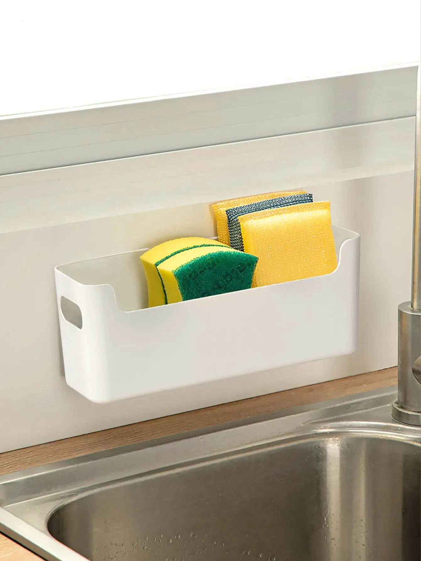 Multifunctional WORTHBUY Wall-Mounted Kitchen Storage Rack: No-Punch Hanging Sink Organizer for Sponges and Utensils