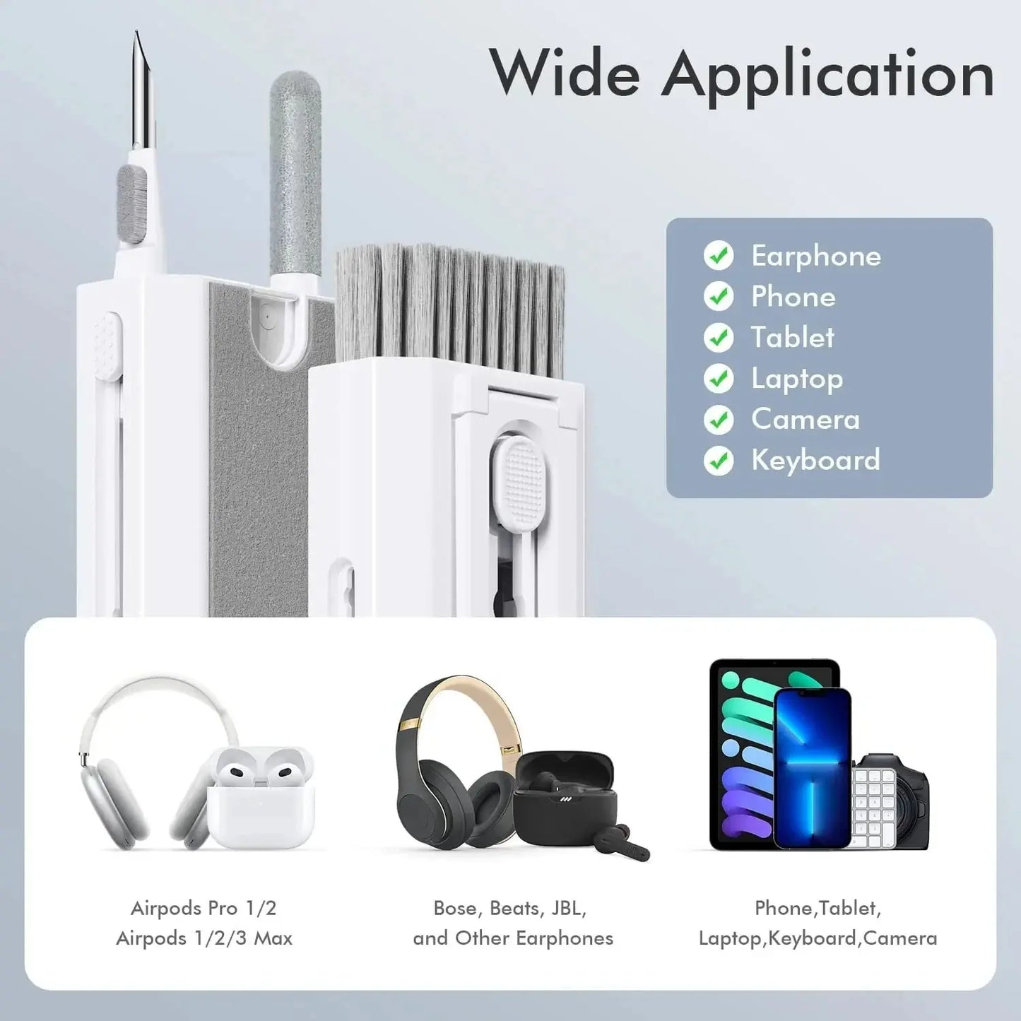 8-in-1 Computer Cleaning Kit: Microfiber Screen Cleaner, Earphone Cleaning Brush, Keycap Puller, and More - Camera, Tablet, Tools Included