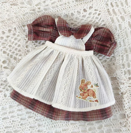 Blythe Doll Clothes – Wine Red & White Princess Dress with Lace for YMY, Licca, Azone OB24/OB27 Dolls