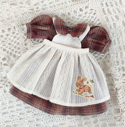Blythe Doll Clothes – Wine Red & White Princess Dress with Lace for YMY, Licca, Azone OB24/OB27 Dolls