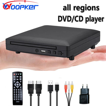 Woopker Mini HD DVD Player – HDMI & RCA, 1080p, PAL/NTSC All Regions, USB 2.0, Breakpoint Memory Home CD Player