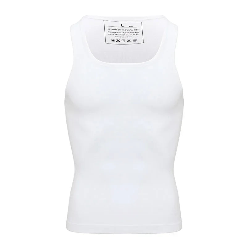 Men’s Slimming Body Shaper Compression Shirt – Abdomen & Abs Shapewear Tank Top to Hide Gynecomastia Moobs for Workout & Daily Wear