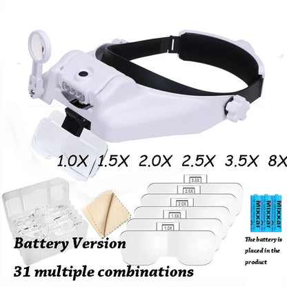Z30 LED Headband Magnifier — Rechargeable Soldering & Repair Loupe with Interchangeable Lenses and Third Hand Support