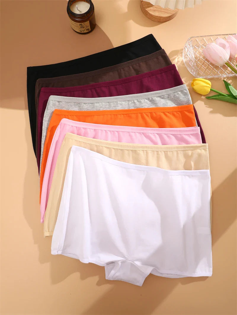 New Women’s Cotton Seamless Sports Panties – Solid Color Boxers, Cozy Lingerie Underwear XS-XL