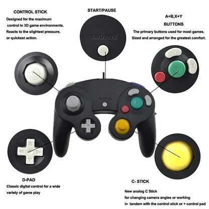 Transparent Wired GameCube Controller – Joystick for NGC & Wii Console Compatibility