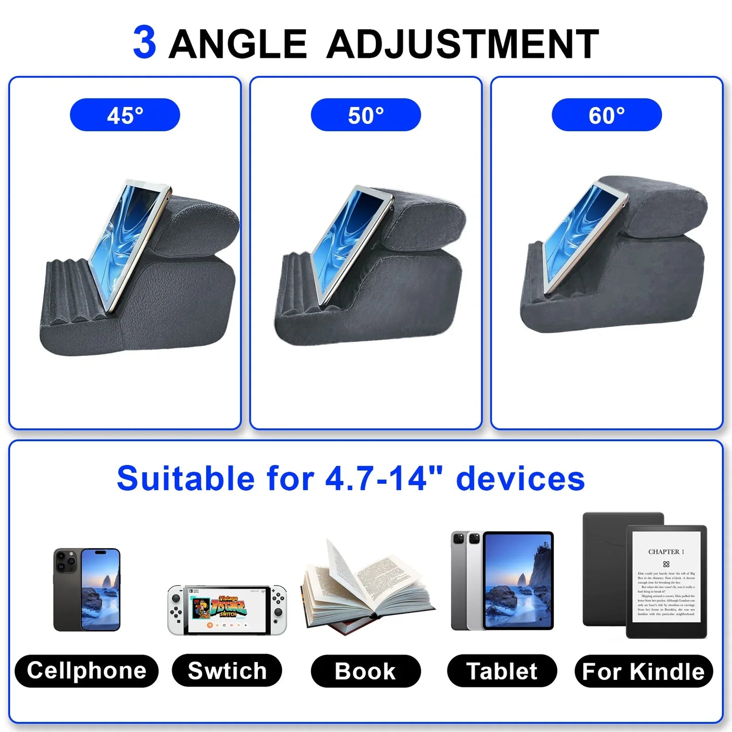 Xnyocn Foldable Tablet Pillow Stand – Soft Lap & Desk Holder with Stylus Pocket for iPad Pro