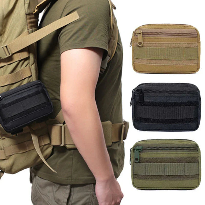 Double Layer EDC Pack - Men's Tactical MOLLE Waist Belt Hip Pouch, Oxford Fanny Pack for Camping and Hunting Accessories
