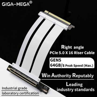 PCIe 5.0 X16 GPU Riser Cable - Gen5 128GB/s Right-Angle Graphics Card Extension for Vertical PC Mounting