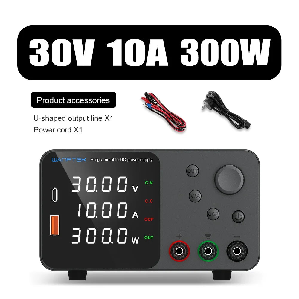 Wanptek DC Power Supply – Adjustable 30V 10A / 60V 5A Lab Bench Voltage Regulator, Variable 120V 3A Power Supply