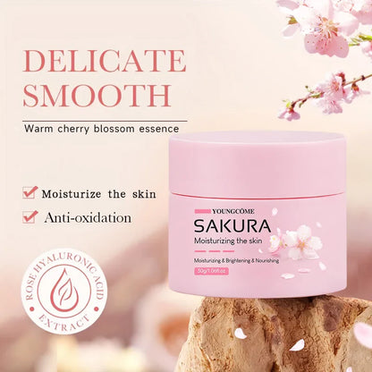 Sakura Essence Cherry Blossom Facial Cream — Moisturizing, Softening & Hydrating Skincare for Dry, Rough Skin
