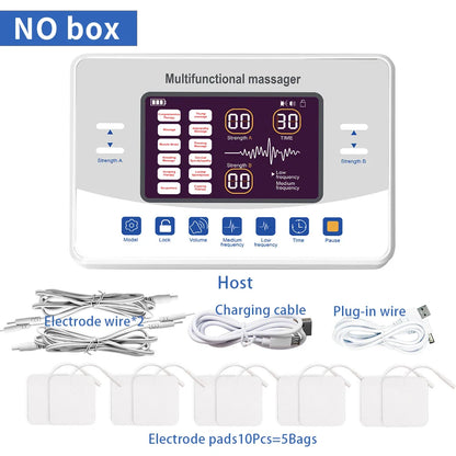 EMS Electric Muscle Stimulator — TENS Pulse Massager for Physiotherapy, Pain Relief, and Muscle Relaxation, Rechargeable Health Device