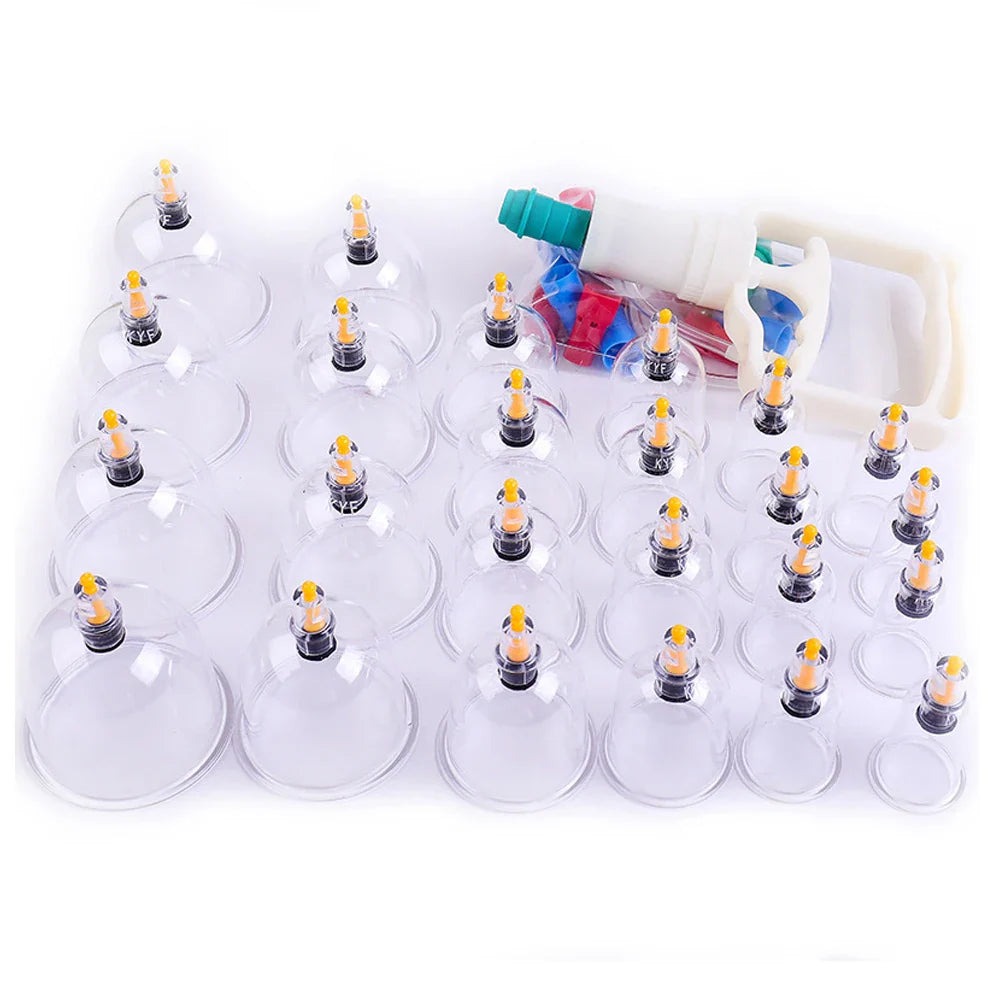 12/24-Cup Chinese Vacuum Cupping Therapy Set – Pull-Out Suction Massager for Pain Relief & Muscle Relaxation