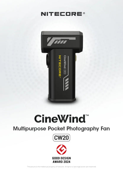 NITECORE CW20 Multipurpose Pocket Fan - Portable Stepless Wind Blower for Photography, Canon, Sony, Short Video & Camping