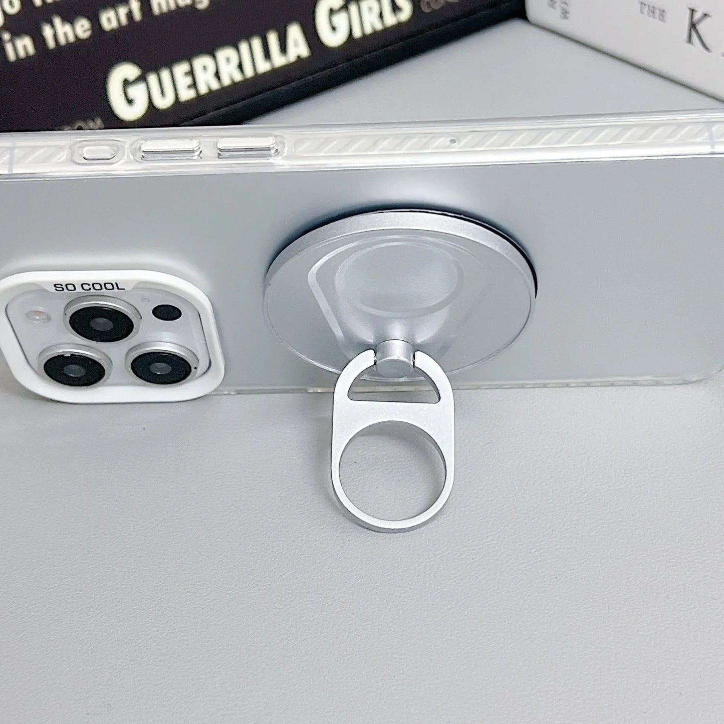 MagSafe Magnetic Zip Top Can Phone Holder – 360° Rotating Alloy Ring with Strong Suction Wall Sticker