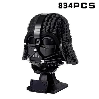 MOC Space Wars Helmet Building Blocks — Stormtrooper & Vader Fighter Model Bricks Toy, Birthday & Xmas Gift for Kids, Home Decor