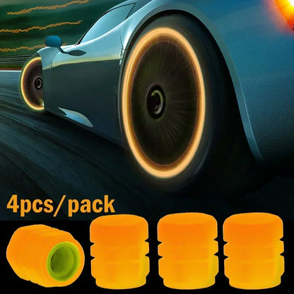 12Pcs Luminous Valve Stem Caps - Fluorescent Night Glowing Wheel Hub Caps for Motorcycle, Bicycle and Car Tyres