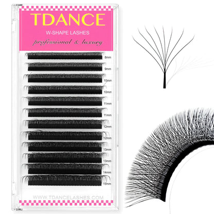 TDANCE 3D–6D Premade Fan Eyelash Extensions – W Style Faux Mink Soft Bloom Automatic Flowering Volume Lashes for Natural Salon-Quality Look