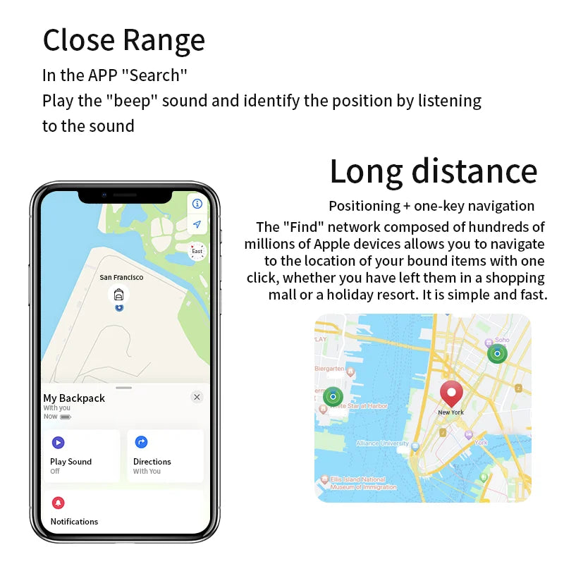 Airtag Bluetooth GPS Tracker – IPX5 Waterproof Sport Finder for Kids, Elderly, Pets, iPhone Find My