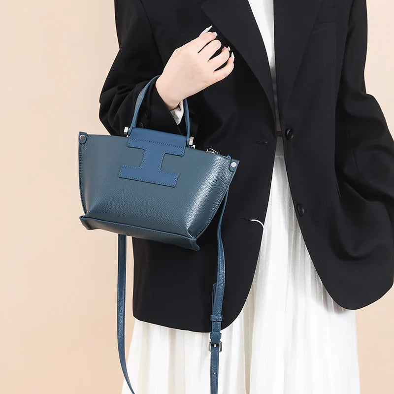 Luxury Cowhide Women’s Tote Bag – High-Quality Genuine Leather Shoulder and Crossbody Handbag, Fashionable Sac A Main