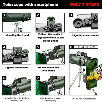 80x100 Portable HD Telescope - 5000M Zoom Folding Long Distance Telescope for Outdoor Travel Camping & Sports