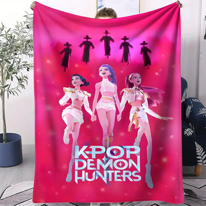 K-Pop Demon Hunters Flannel Blanket – 31 Styles Anime Throw for Home, Travel & Camping Fan Gift
