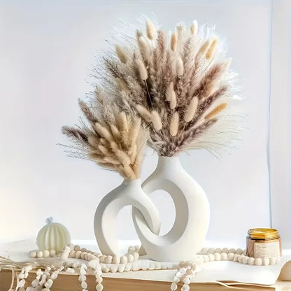 European Style White Plastic Decorative Vase Set - Minimalist Creative Home Decor for Living Room, Entryway & TV Cabinet Decoration