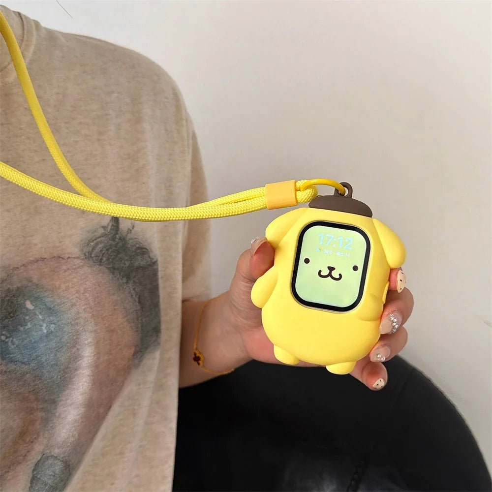 Cute Cartoon Apple Watch Case with Lanyard - Silicone Protective Cover for 49mm & Compatible Apple Watch Models
