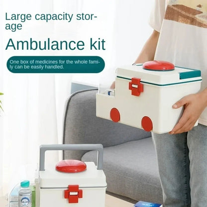 Multifunctional Ambulance Medicine Box – Large Capacity Portable Medical Storage for Household Use