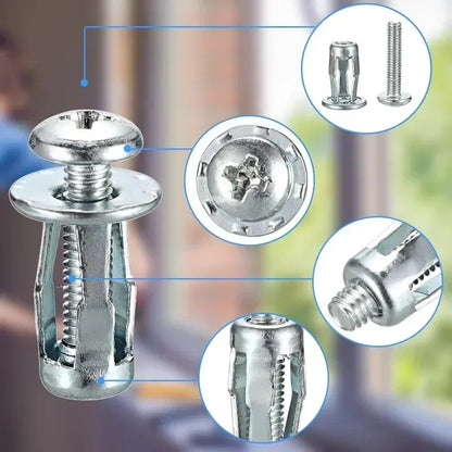 40/4Pcs Jack Nut Expansion Petal Screw Anchors Plugs Curtain Clamp Rivet Lock Bolt Wall Fasteners