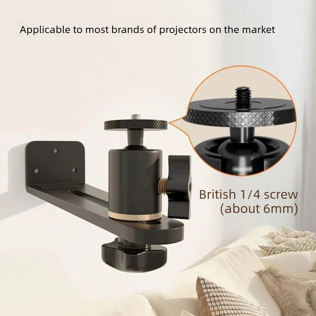 Universal 360° Rotatable Wall Mount Projector Bracket – Portable Beamer Holder Stand with 1/4 Screw for XGIMI, JMGO & Dangbei