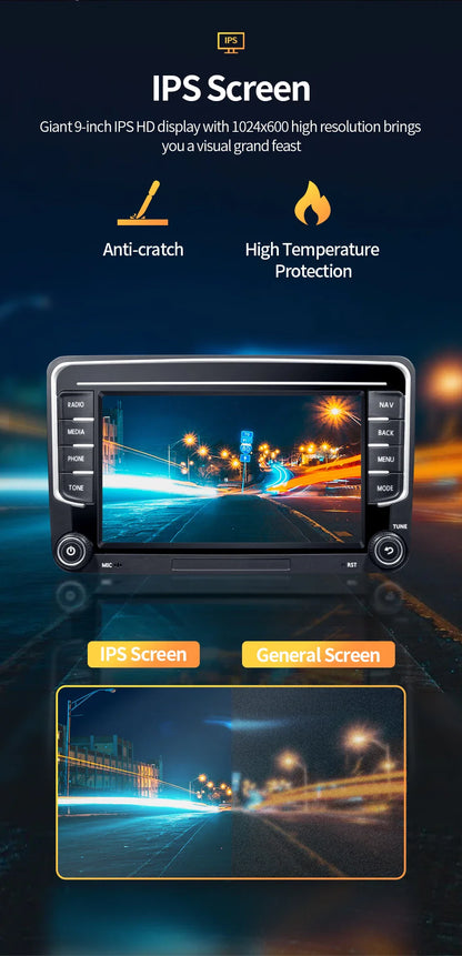 GRANDnavi Android 13 Car Radio GPS - 2Din Multimedia Player for VW, Skoda Octavia, Golf 5/6, Passat B6, Polo, Jetta