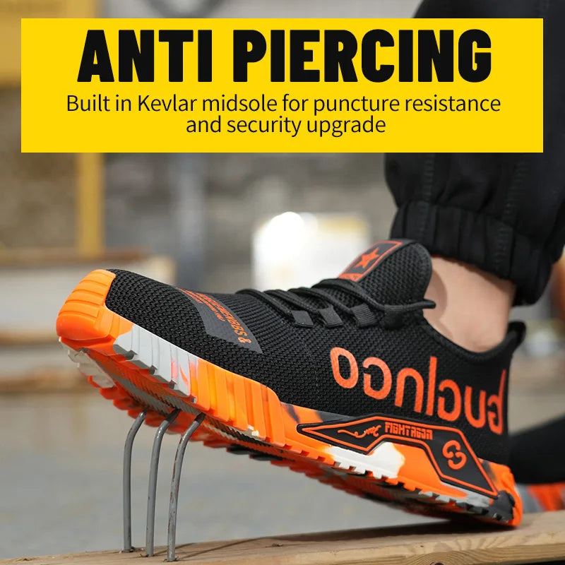 Stay Stylish and Protected with Fashion Sports Steel Toe Work Boots - Puncture-Proof Safety Shoes for Men