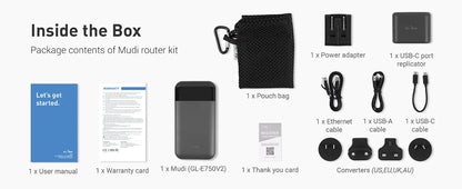 GL.iNet MUDI V2 (GL-E750V2) — 750Mbps 4G LTE Router with 1TB MicroSD Support and OpenWrt