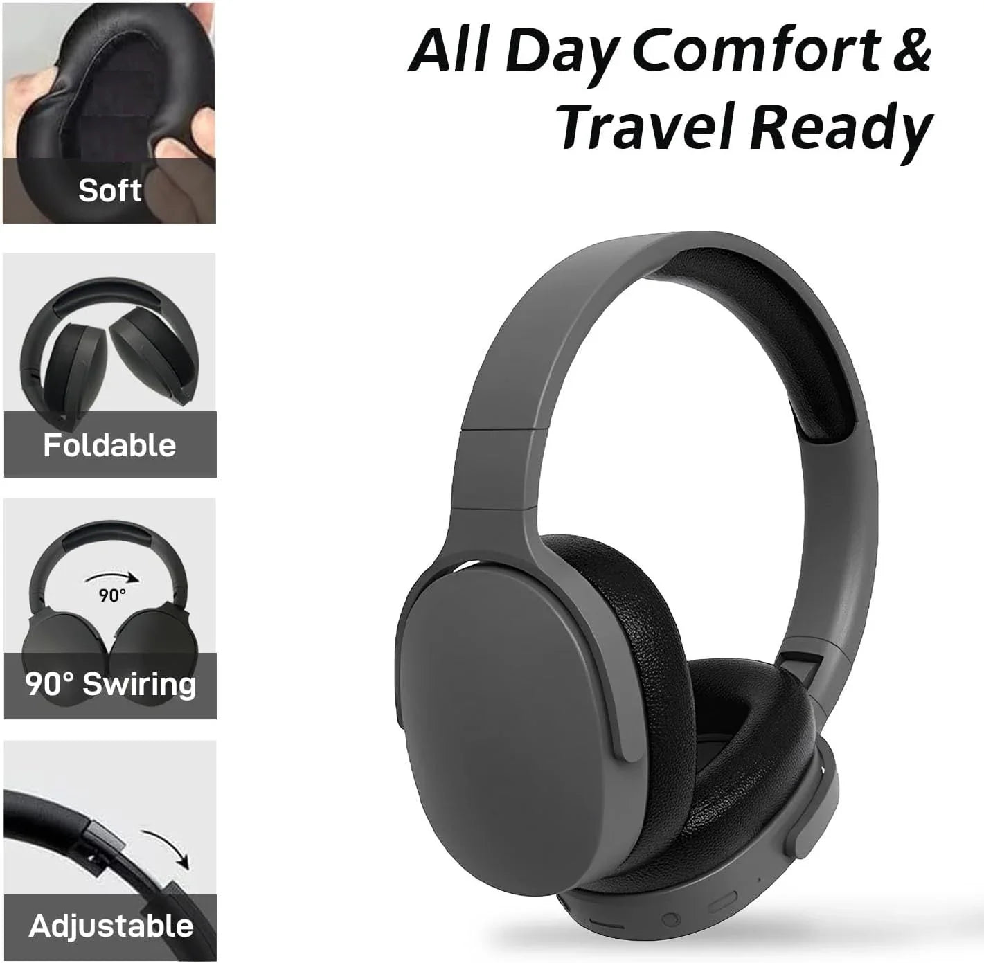 #P2961 Wireless Bluetooth 5.3 Headphones – Over-Ear HiFi Stereo Sports Earphones with TF/AUX Music Player & HD Mic
