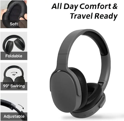 #P2961 Wireless Bluetooth 5.3 Headphones – Over-Ear HiFi Stereo Sports Earphones with TF/AUX Music Player & HD Mic