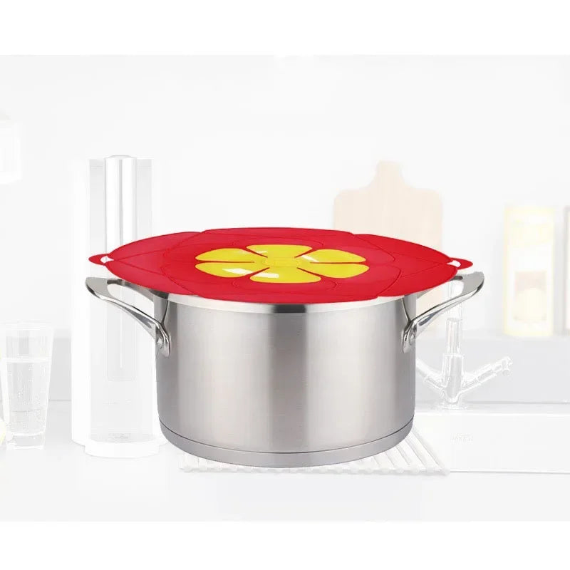 Silicone Spill Stopper Lid Cover - Flower Design, Multi-Use for Pots and Pans, Kitchen Cooking Accessories, Cookware Home Essential