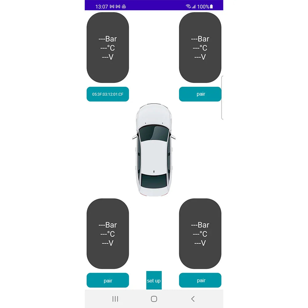 Car TPMS Bluetooth 5.0 Tire Pressure Monitoring System – Motorcycle & Car Tyre Sensor with iOS/Android App Display