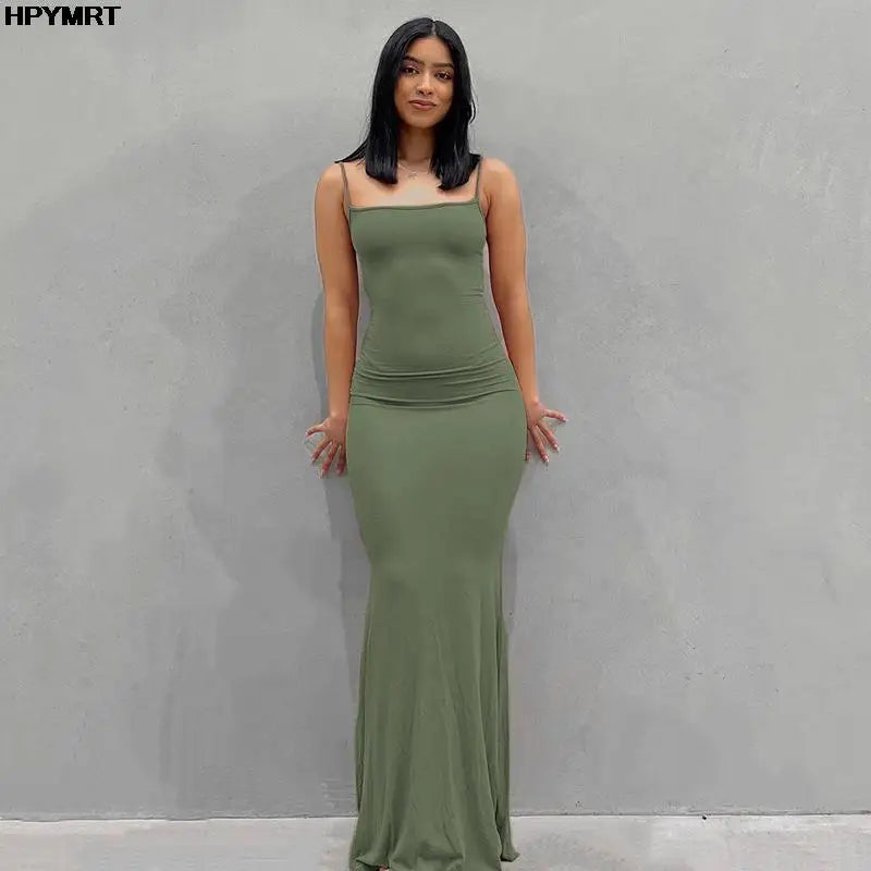 Women’s Satin Slip Maxi Dress – Sleeveless Backless Bodycon Elegant Party Dress Y2K Slim Fit Evening Gown