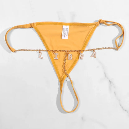 Custom Name Letter Women’s Thong Panties – Sexy Low Waist Adjustable Comfort Lingerie Underwear