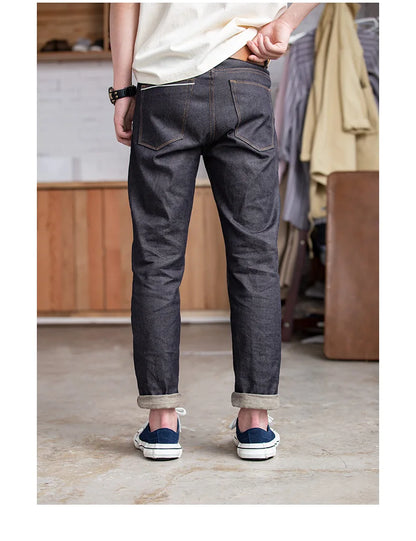 Maden Retro 11.6oz Selvedge Raw Denim Jeans – Tapered Regular Fit with Zipper Fly, High-Quality Men’s Pants