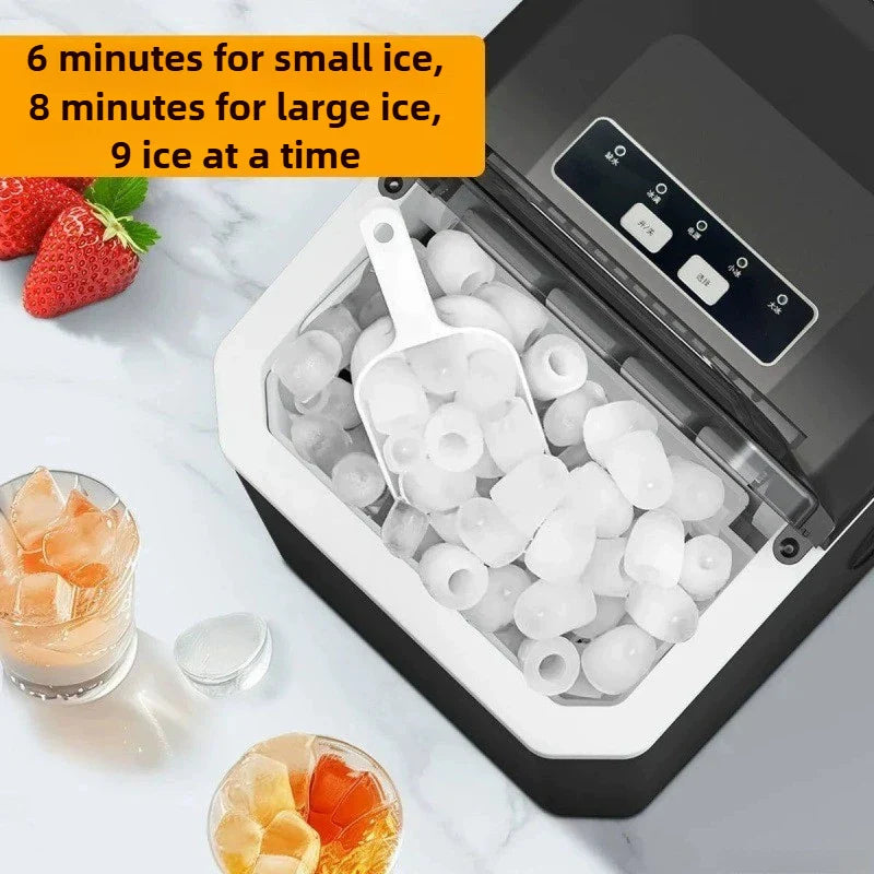 Automatic Mini Electric Ice Cube Maker – Portable Ice Machine for Bar, Home, Kitchen & Office, 9 Cubes in 6 Minutes