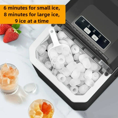 Automatic Mini Electric Ice Cube Maker – Portable Ice Machine for Bar, Home, Kitchen & Office, 9 Cubes in 6 Minutes